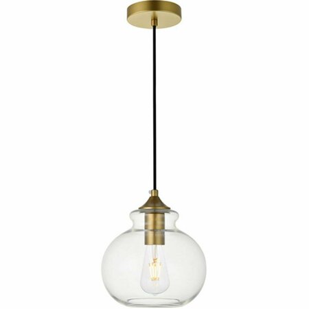 CLING Destry 1 Light Pendant Ceiling Light with Clear Glass Brass CL2955553